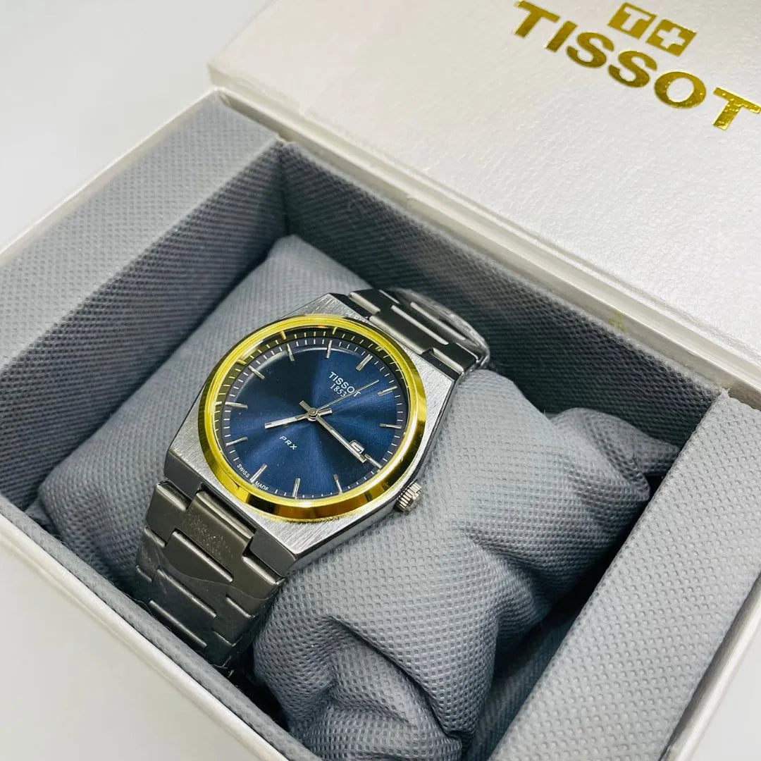 Tissot PRX 35mm – Blue Dial, Gold Bezel