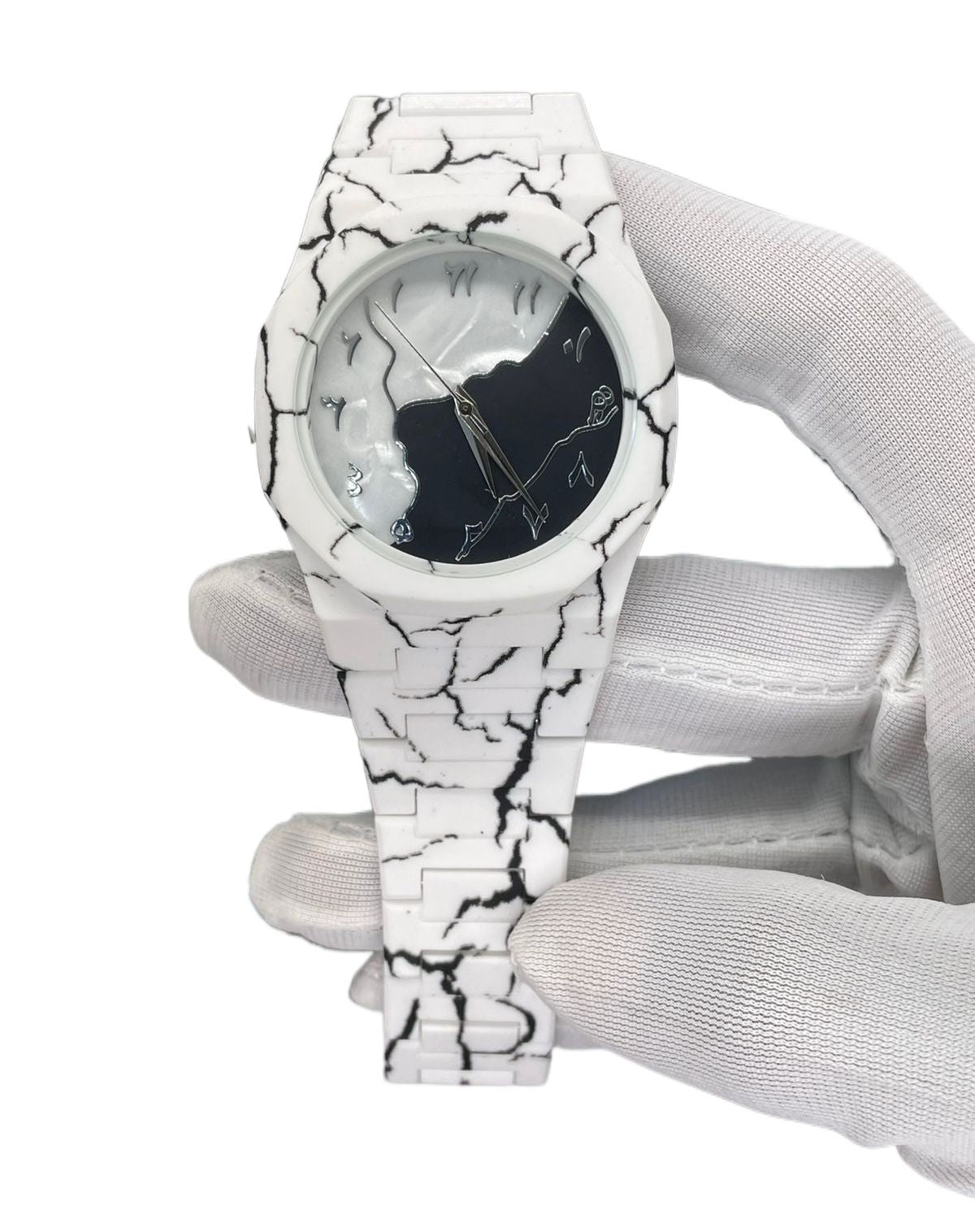 Aura – White Marble Arabic Dial